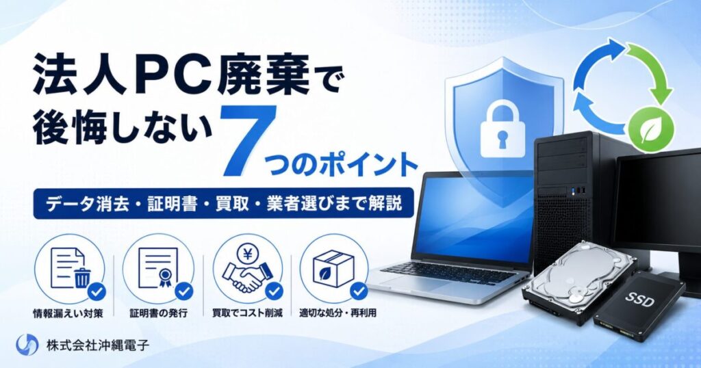法人PC廃棄で後悔しない7つのポイント｜データ消去・証明書・買取・業者選びまで初心者向けに解説